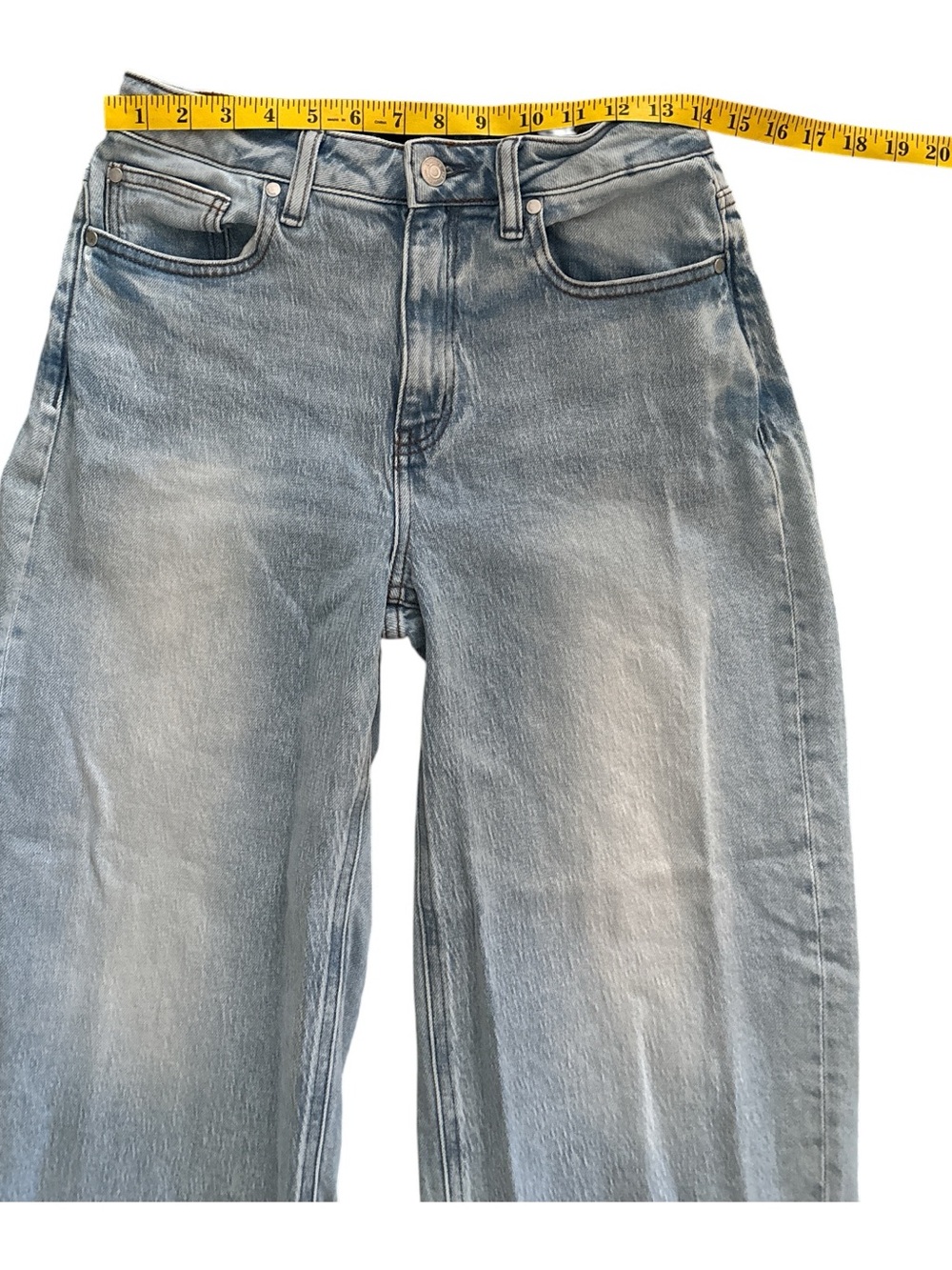 Quince Bella Stretch Light Wash Wide Leg Baggy Jeans 27 Organic Cotton - Picture 2 of 9